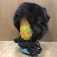 ビンテージ60’s70’s●DEADSTOCKレディース耳当て付きフェイクファーハット黒●250302z6-w-ht-otデッドストックレトロ帽子