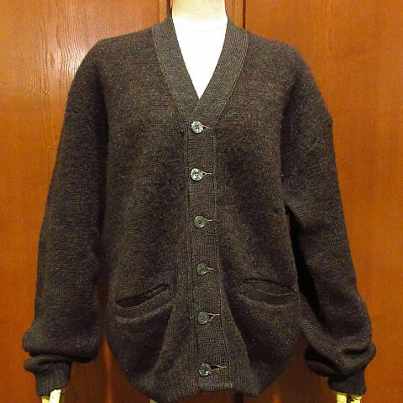 ビンテージ60's70's○モヘアカーディガン茶○210201f4-m-cdg古着