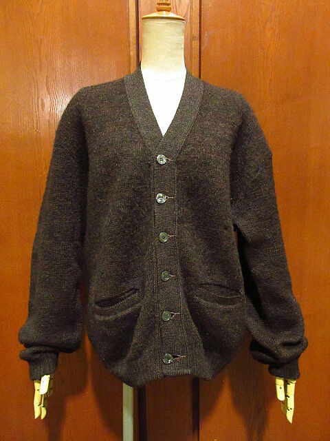 ビンテージ60's70's○モヘアカーディガン茶○210201f4-m-cdg古着