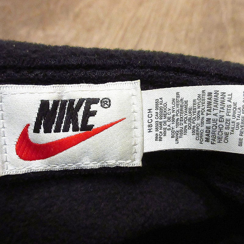 ビンテージ90's○NIKE耳当て付き裏フリースナイロンキャップ黒
