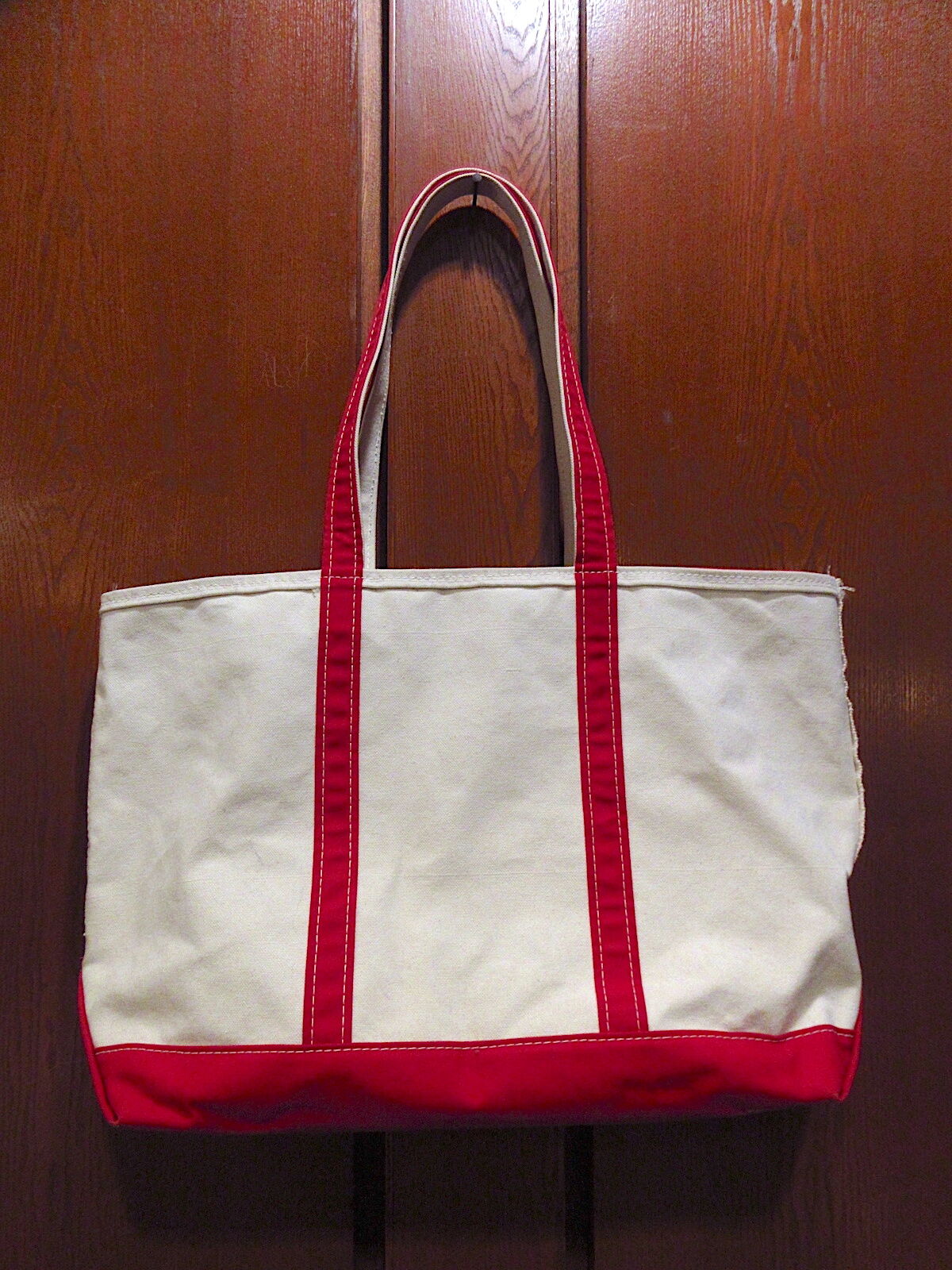 ビンテージ○L.L.Beanジッパー付きキャンバストートバッグ生成り