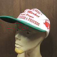 ビンテージ70's●Fred's Marketスナップバックメッシュキャップ緑×白●250710n3-m-cp-bbノンパネルトラッカー帽子企業モノ精肉店