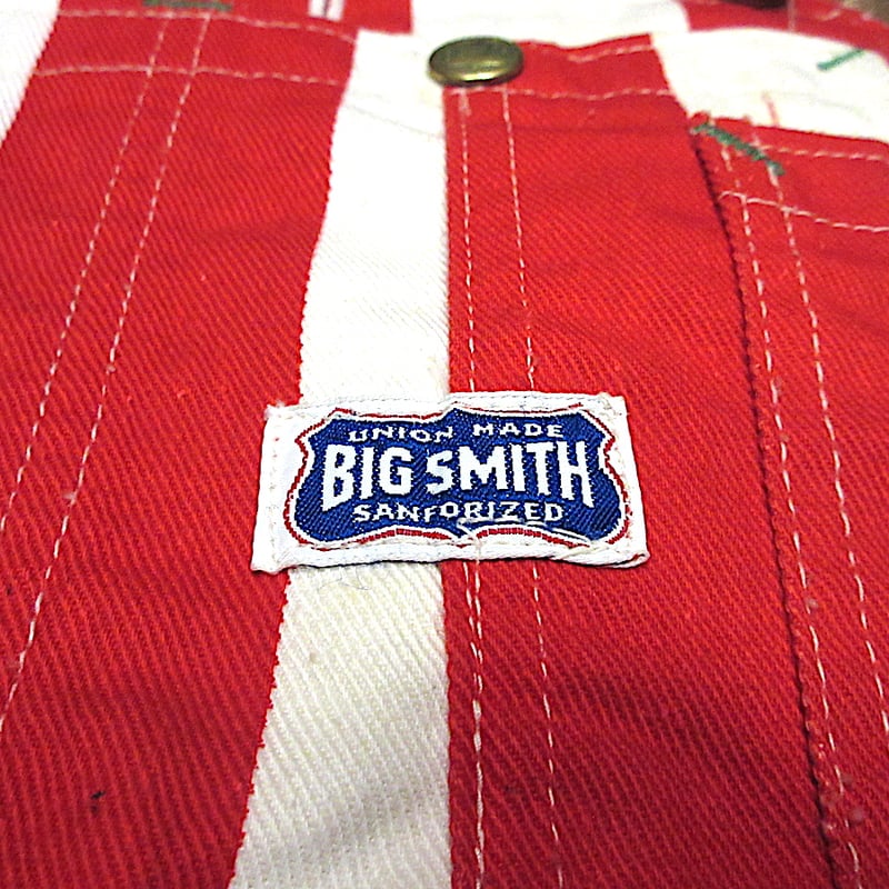 ビッグスミス　赤白ストライプ オーバーオール　ヴィンテージ 70s BIG SMITHビッグスミス 紅白ストライプ オーバーオール