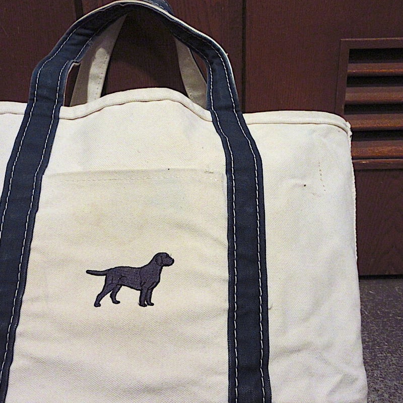 L.L.Bean犬刺繍入りキャンバストートバッグ緑×白size M○211106r7-bag-