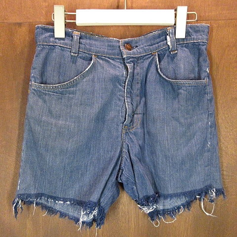 ビンテージ70's○Levi's 746バットダイデニムカットオフショーツW29