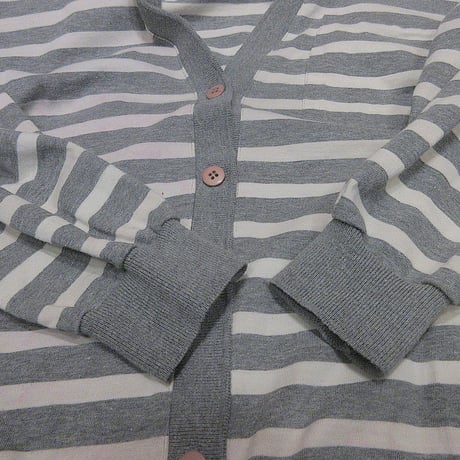 ビンテージ80’s●Rafaellaレディースボーダーカーディガン白×グレーsize M●250111j6-w-cdg古着1980s
