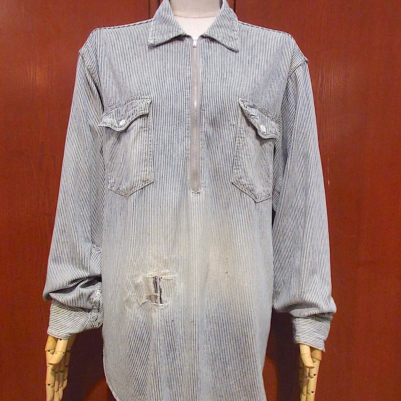 50s 60s ヒッコリー柄 ヴィンテージ ウエスタンシャツワーク 50s 60s ヒッコリー柄 ヴィンテージ ウエスタンシャツワーク 50s