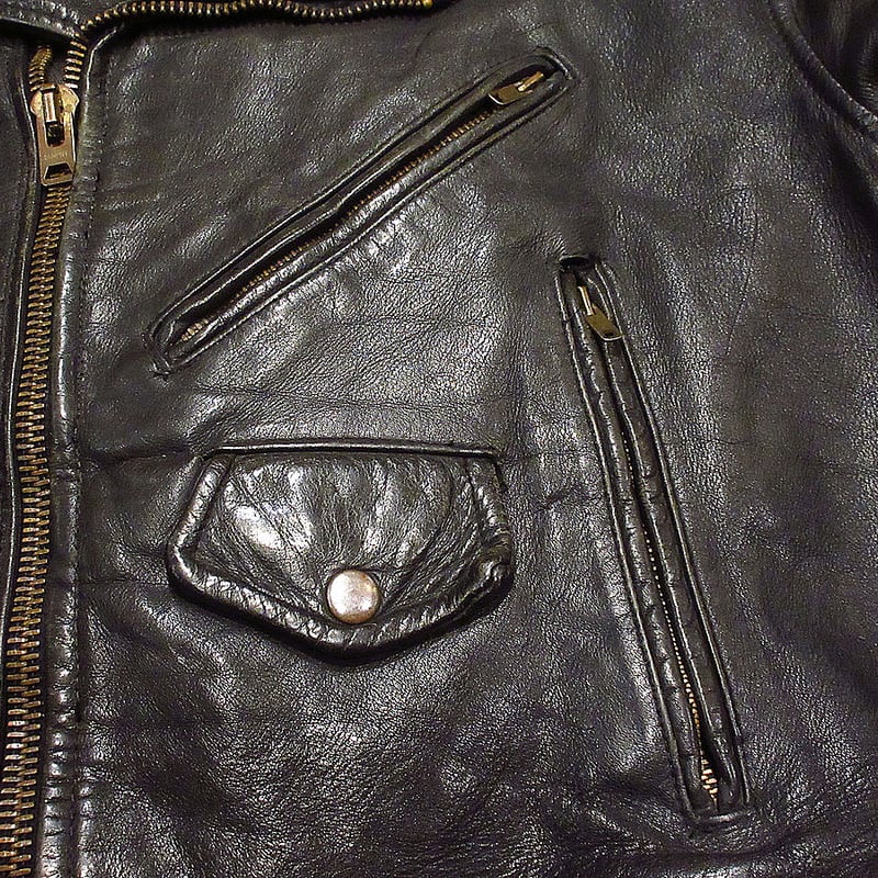 ビンテージ70's○レザーダブルライダースジャケット黒size 46 ビンテージ70's○レザーダブルライダースジャケット黒size 46