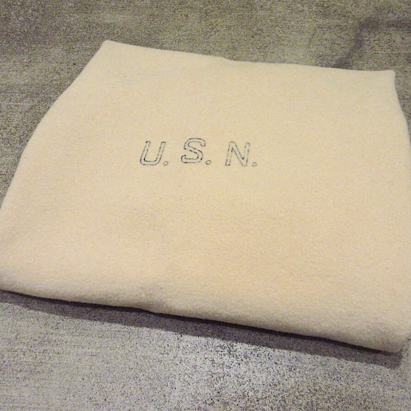 ビンテージ~60's○U.S.NAVYウールブランケットsize 176cm×119cm○21
