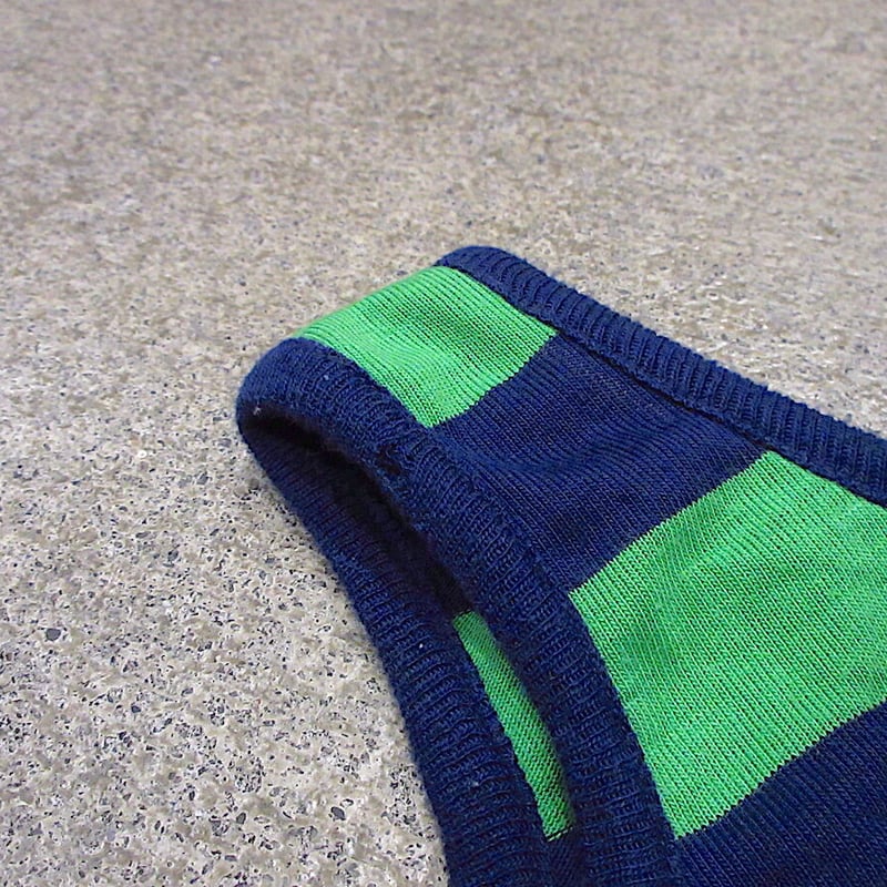 ビンテージ70's○THREE DOTSワイドボーダータンクトップ黄緑×紺
