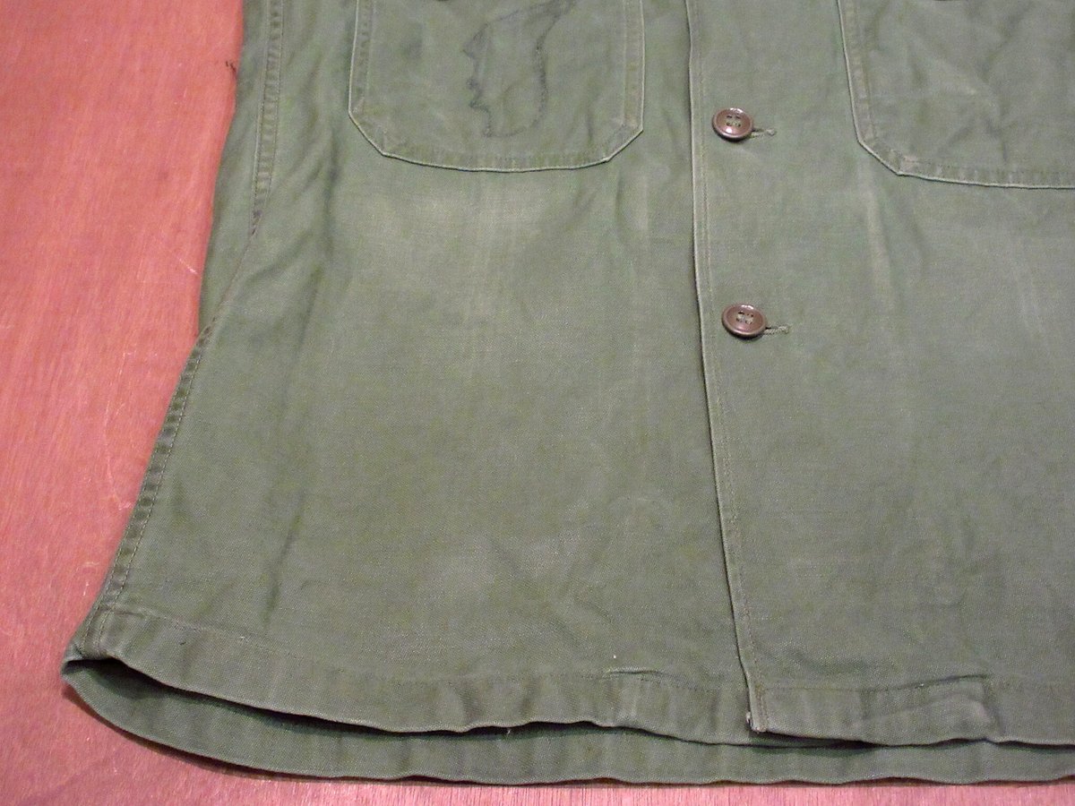 【送料無料❗️】60s ビンテージ 1st後期型 ユーティリティシャツ ジャケット 60s US ARMY 米軍実物 OG-107 コットン サテン ユーティリティ