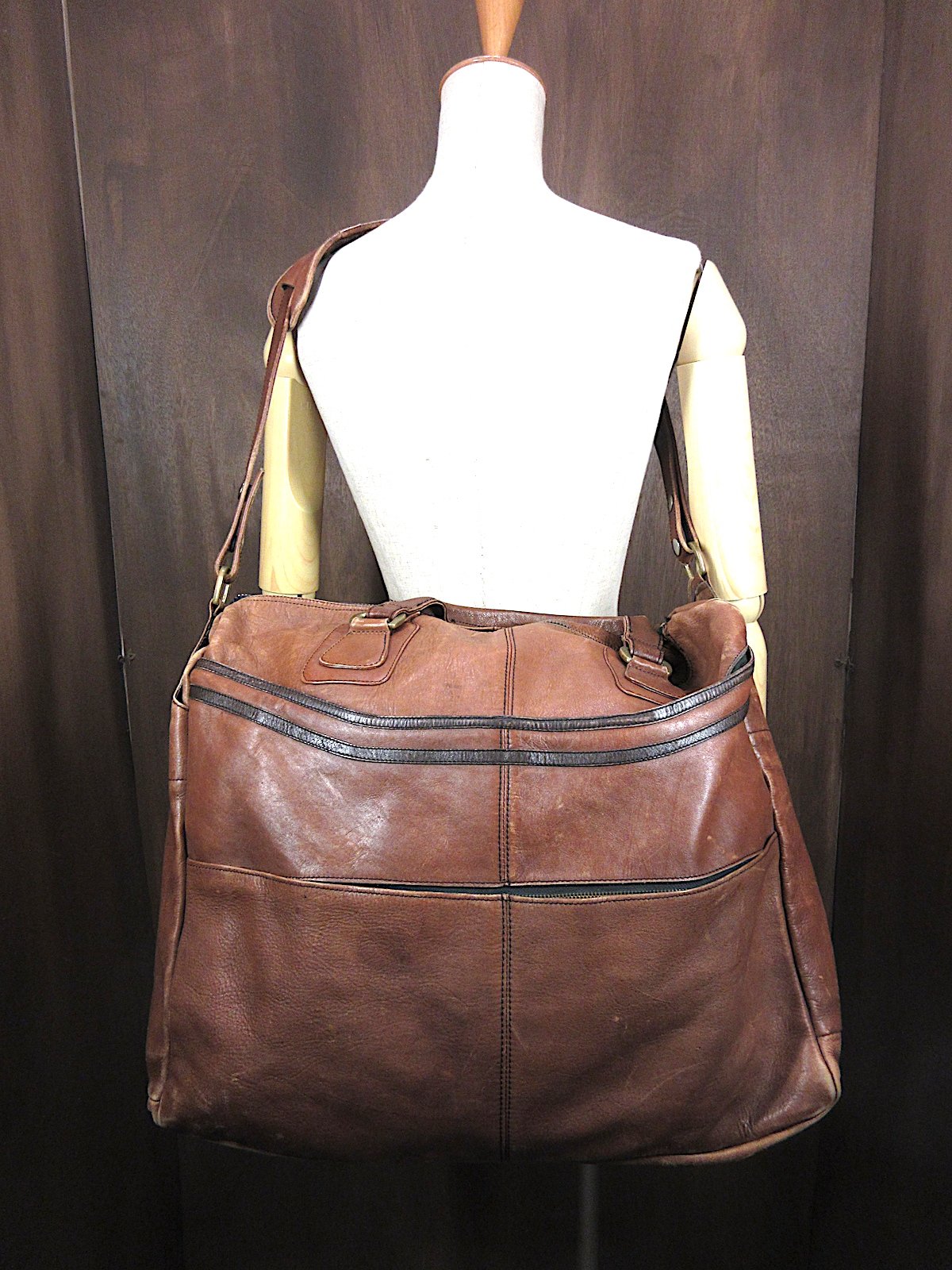 レザー ボストンバッグ 茶色 ビンテージ60's70's○レザーボストンバッグ茶○250626j2-bag