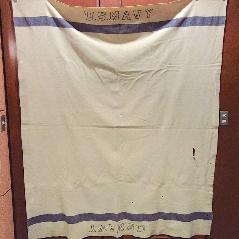 ビンテージ40's50's○U.S.NAVYウールブランケットsize 191cm×164cm