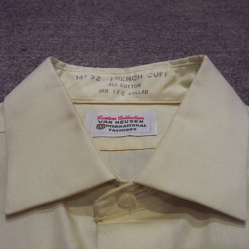 ビンテージ50's○VAN HEUSENマチ付きコットンドレスシャツ黄size 14 1