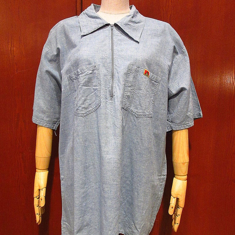 ビンテージ70's○BEN DAVISハーフジップシャンブレーワークシャツ