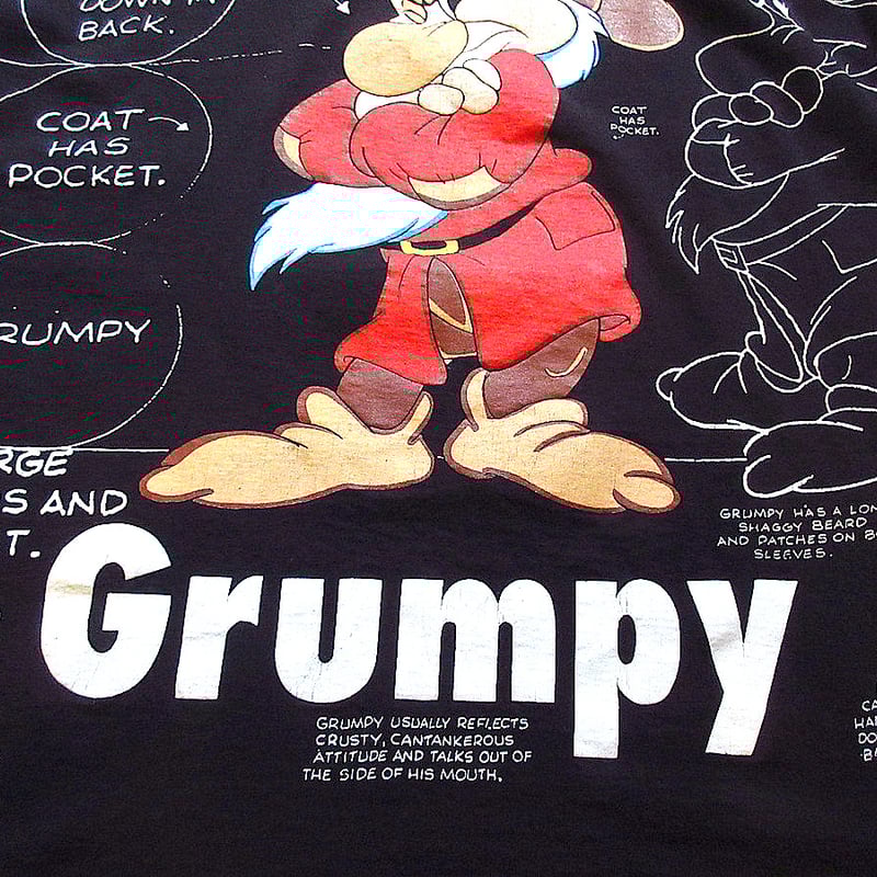 ビンテージ90's○Disney GrumpyプリントTシャツ黒○240409k1-m-tsh