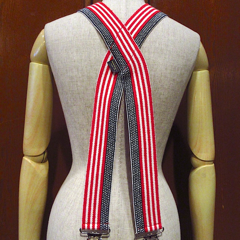 ビンテージ サスペンダー ストライプ 紳士 メンズ レトロ アンティーク