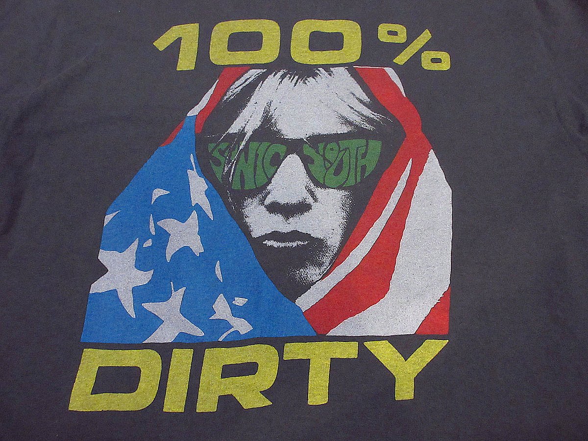 ビンテージ90's2000's○SONIC YOUTH 100% DIRTYプリントTシャツ黒 ビンテージ90's2000's○SONIC YOUTH 100% DIRTYプリントTシャツ黒