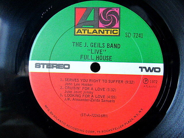 THE J.GEILS BAND○LIVE FULL HOUSE ATLANTIC SD 72