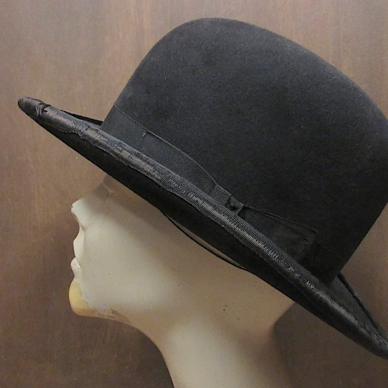 ビンテージ30's○KNOXボーラーハット黒○250606z7-m-ht-fltノックス