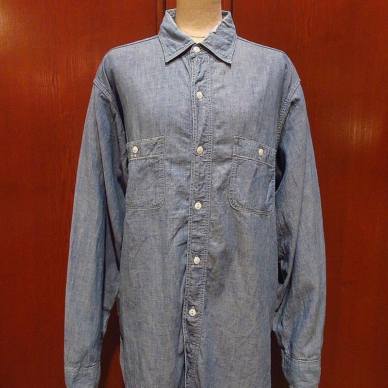 ビンテージ50's○PEPPERELL BLUE BELLマチ付きコットンシャンブレー