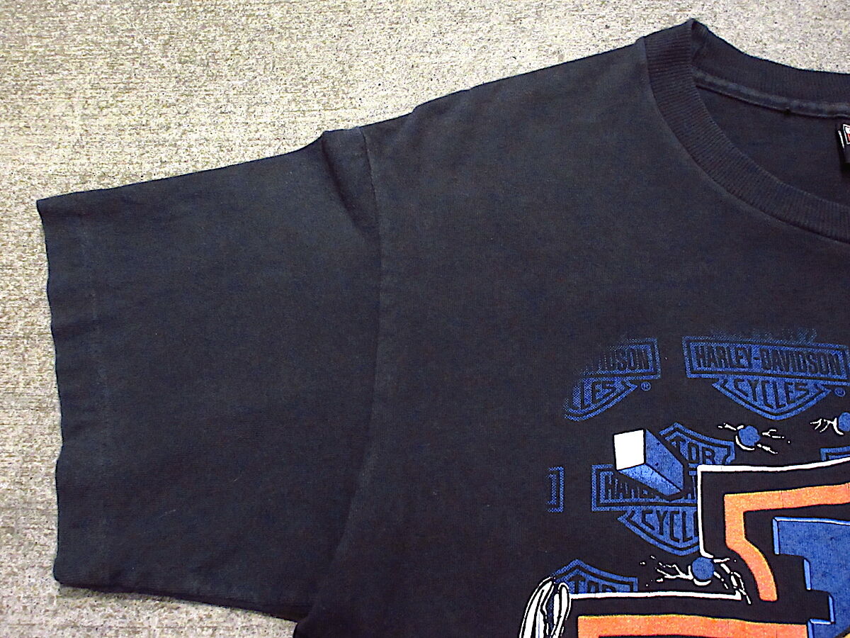 ビンテージ90's○HARLEY-DAVIDSON両面プリントコットンTシャツ黒size M