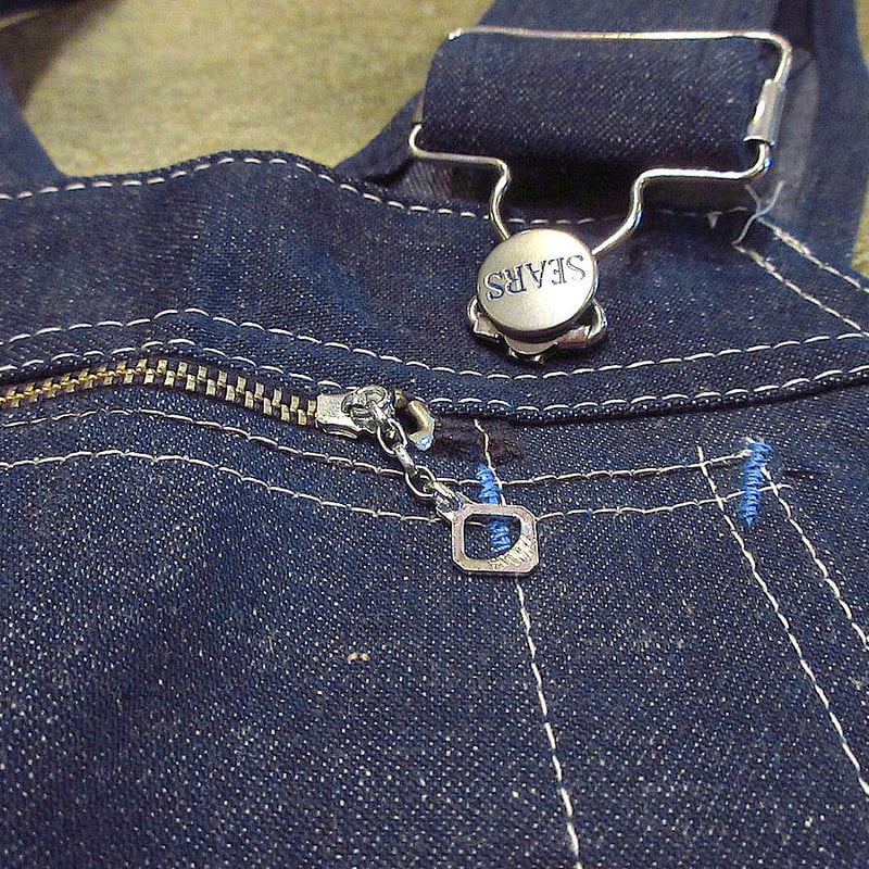 ビンテージ60's○DEADSTOCK Searsバットダイデニムオーバーオール表記