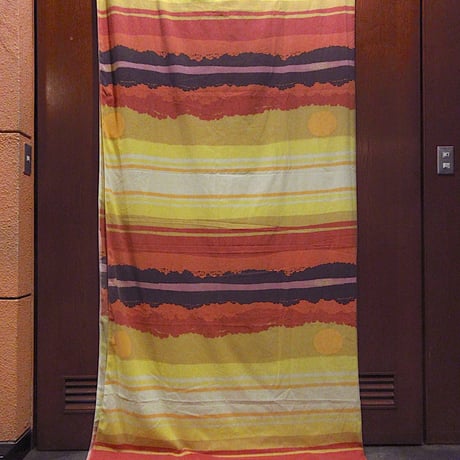 ビンテージ70's●マルチボーダーファブリックsize 約258cm × 約224cm●241228m4-fbr生地はぎれ