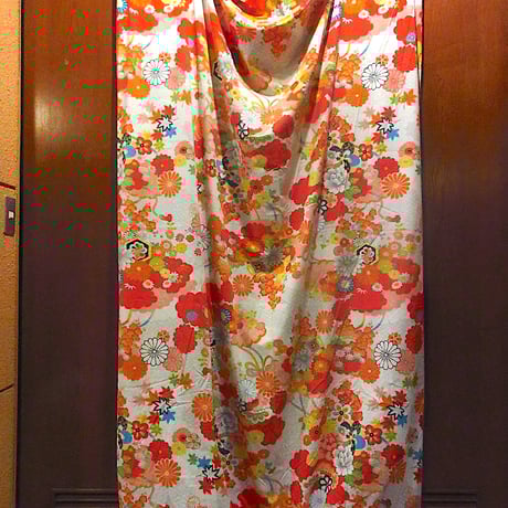花柄　コート　vintage 送料無料】ロンドン買い付け 60年代製 ベージュ コブラン織り 花