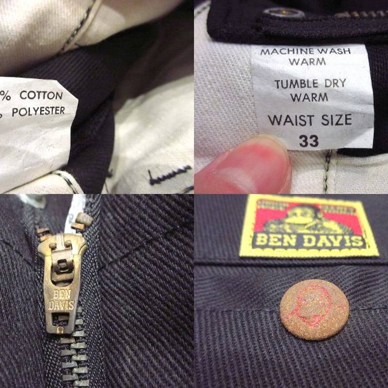 ビンテージ70's80's○DEADSTOCK BEN DAVISワークパンツ黒表記W33