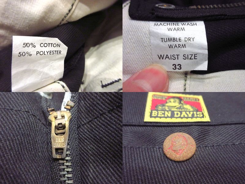 ビンテージ70's80's○DEADSTOCK BEN DAVISワークパンツ黒表記W33 ビンテージ70's80's○DEADSTOCK BEN DAVISワークパンツ黒表記W33