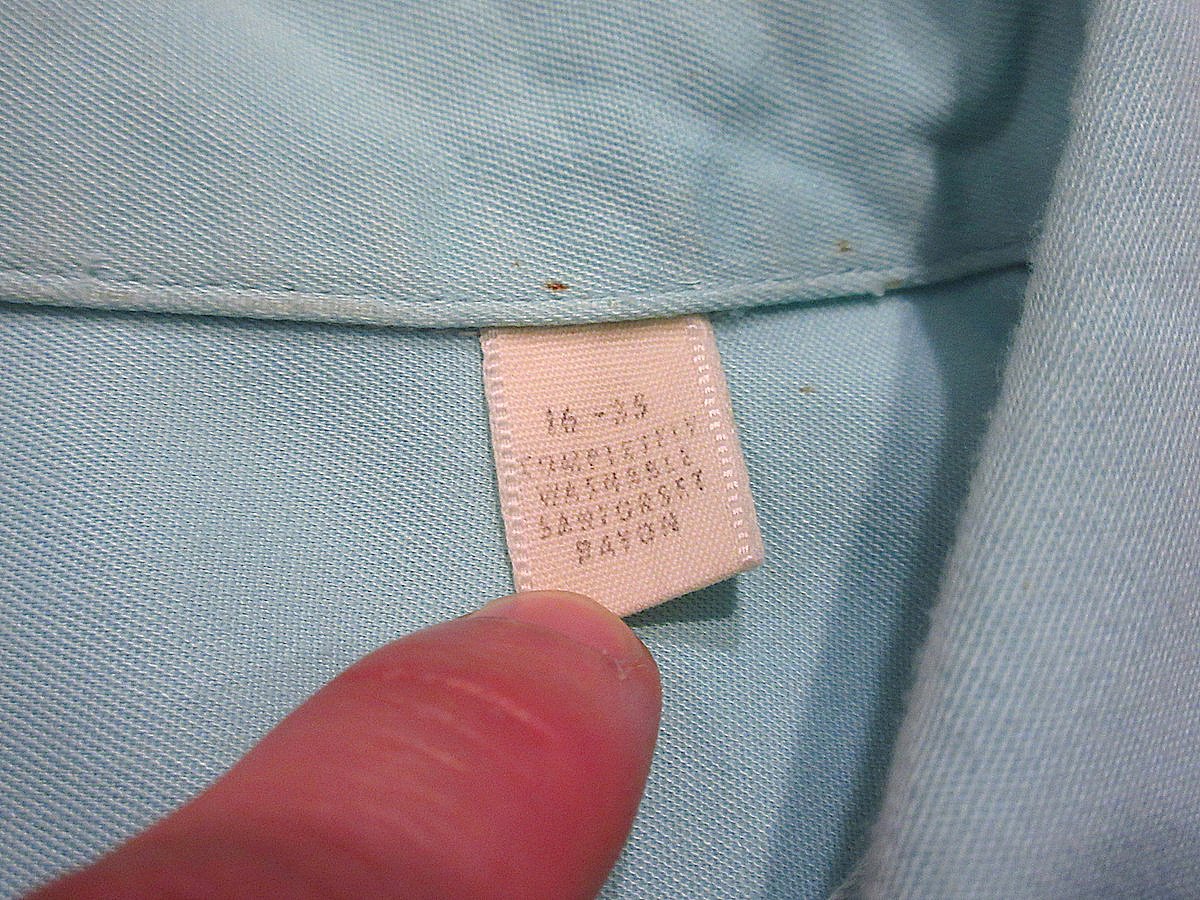 ビンテージ50's○ARROWレーヨンループカラー長袖シャツ水色size 16-35