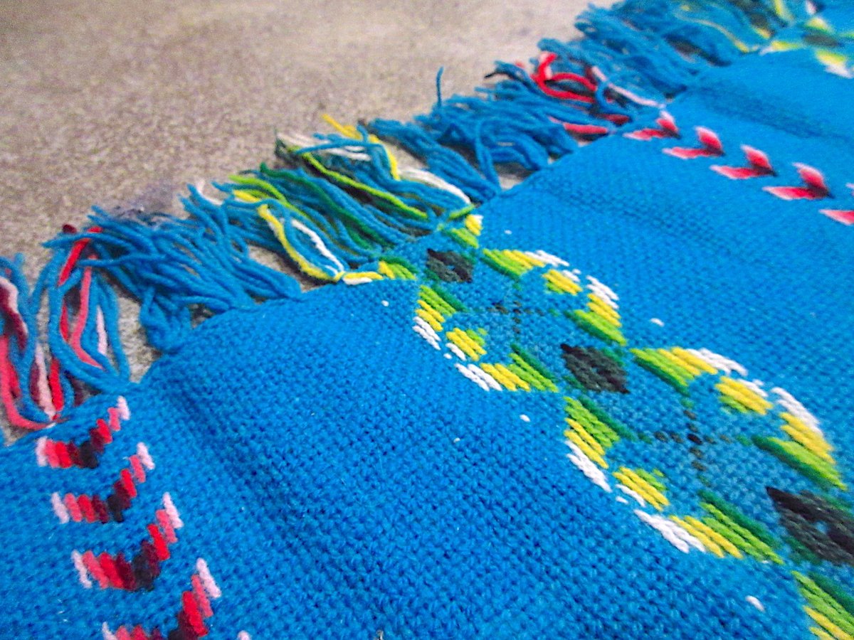 ビンテージ○ネイティブ柄ブランケット約226cm × 約62cm○240911m3-blk