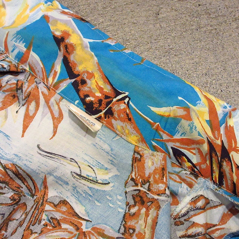 ハワイアンファンスキッパー　ビンテージ　レア ビンテージ70's○JCPenney コットン総柄ハワイアンシャツ M○210514s3