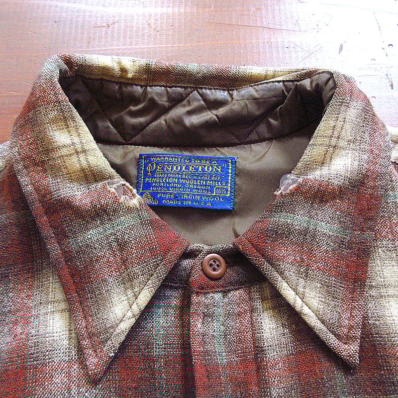 70s ペンドルトン ボックスシャツ シャドーチェック ウール ビンテージ ビンテージ70's○PENDLETONシャドーチェックウールシャツsize M