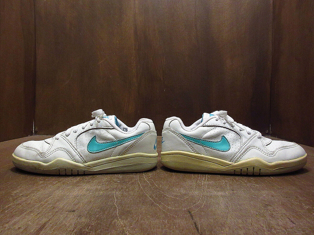 ビンテージ80's○NIKEレディースレザースニーカー白×水色7 1/2 