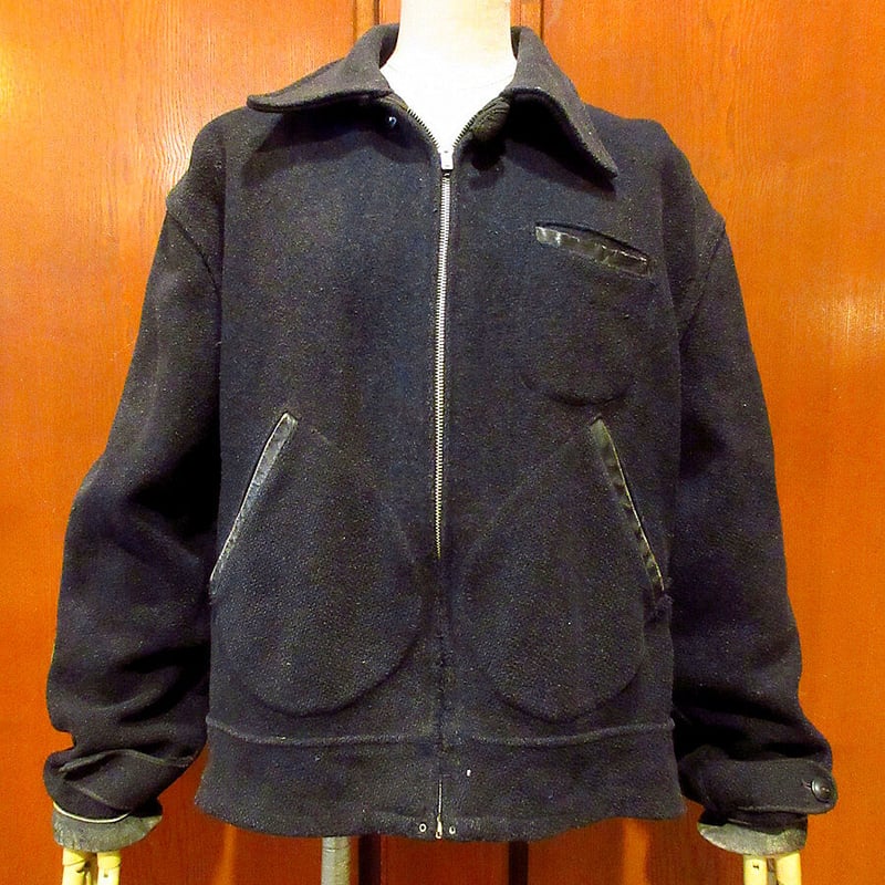 ビンテージ30's○MONTGOMERY WARD ウールスポーツジャケット黒