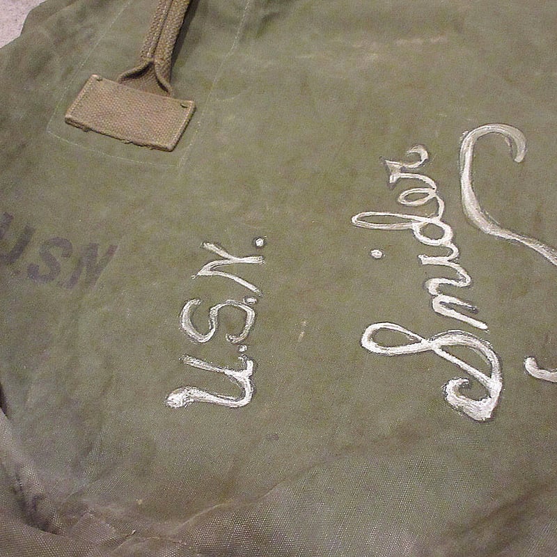 ヴィンテージキャンバスバックUS ビンテージ40's○U.S.NAVYハンドペイントキャンバスダッフルバッグ