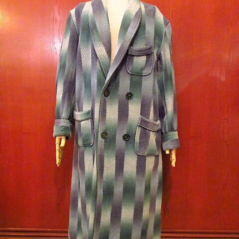 希少 40-50S beacon ガウンコート 西海岸 オンブレブランケット総柄 希少 40-50S beacon ガウンコート 西海岸 オンブレブランケット総柄