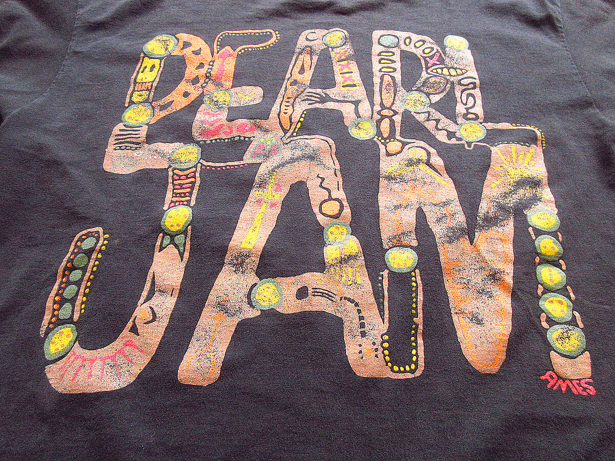 ビンテージ90's○PEARL JAM music for rhinosプリントTシャツ黒si