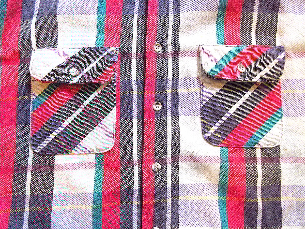 ビンテージ80's90's○NORTHWESTコットンチェックヘビーネルシャツsize