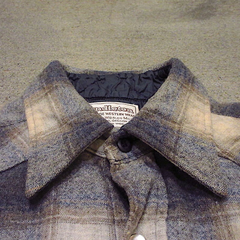 70s pendleton 白タグ　ウールシャツ　ボックス　ペンドルトン PENDLETON オンブラウールチェックシャツ 70s白タグ | 古着屋adm