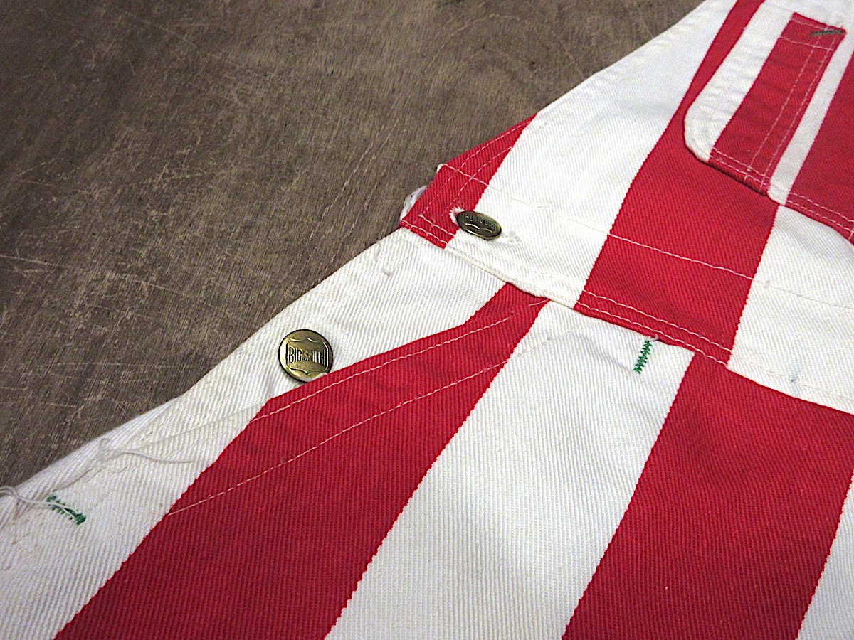70s BIG SMITH ストライプ オーバーオール 希少 70s BIG SMITHビッグスミス 紅白ストライプ オーバーオール