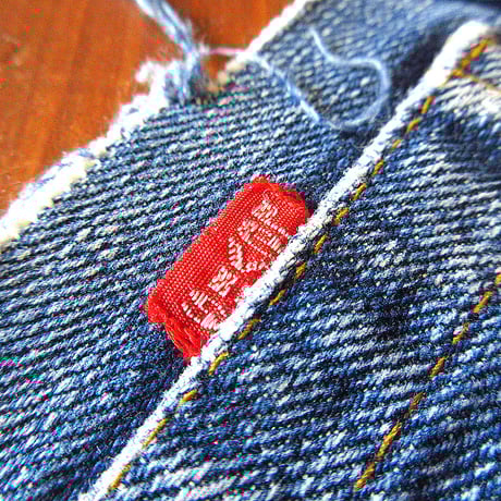 ビンテージ70’s●Levi’sシングルステッチデニムスクラップ5点セット●241010k7-fbr 1970sリーバイス生地はぎれ布
