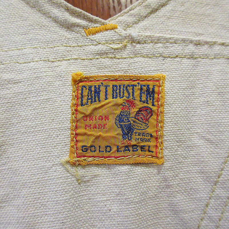 ビンテージ40's○CAN'T BUST'EMエプロン付きダブルニー生成り