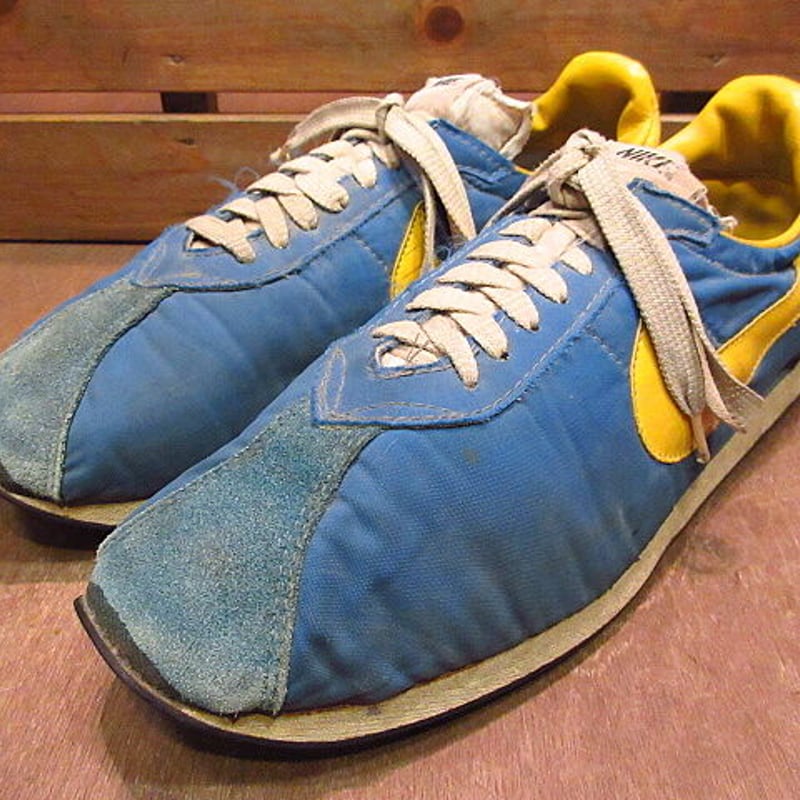 ビンテージ70's○NIKEワッフルトレーナー青×黄○200906n6-m-snk-29cm