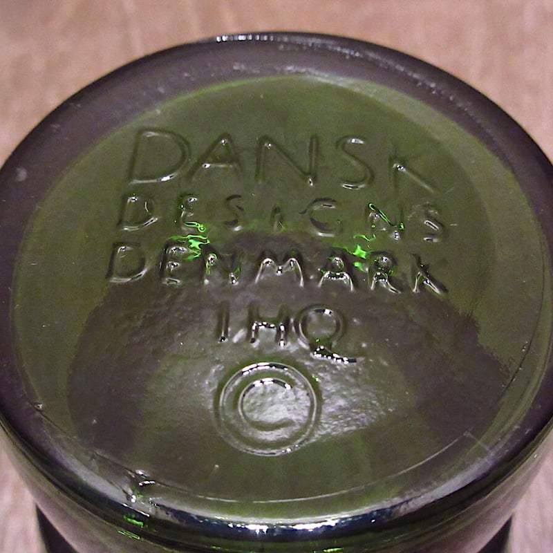 ビンテージ○DANSKガラスキャンドルホルダー緑2点セット○220313i8 