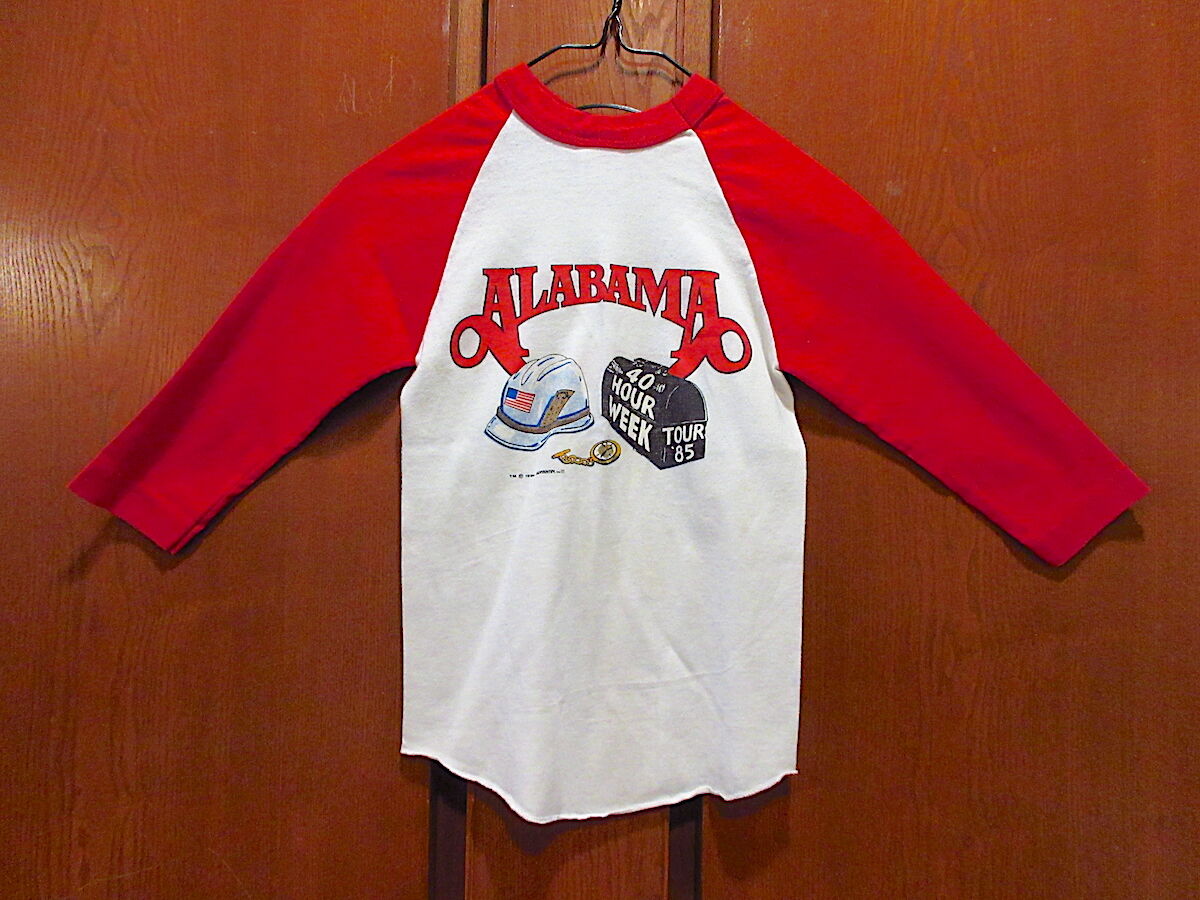 ビンテージ80's○ALABAMAキッズ両面プリントラグランツアーTシャツ赤