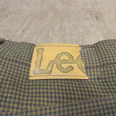 ビンテージ70’s●Lee千鳥格子フレアパンツ実寸W74cm●250318j5-m-pnt-ot-w29古着1970sリー総柄