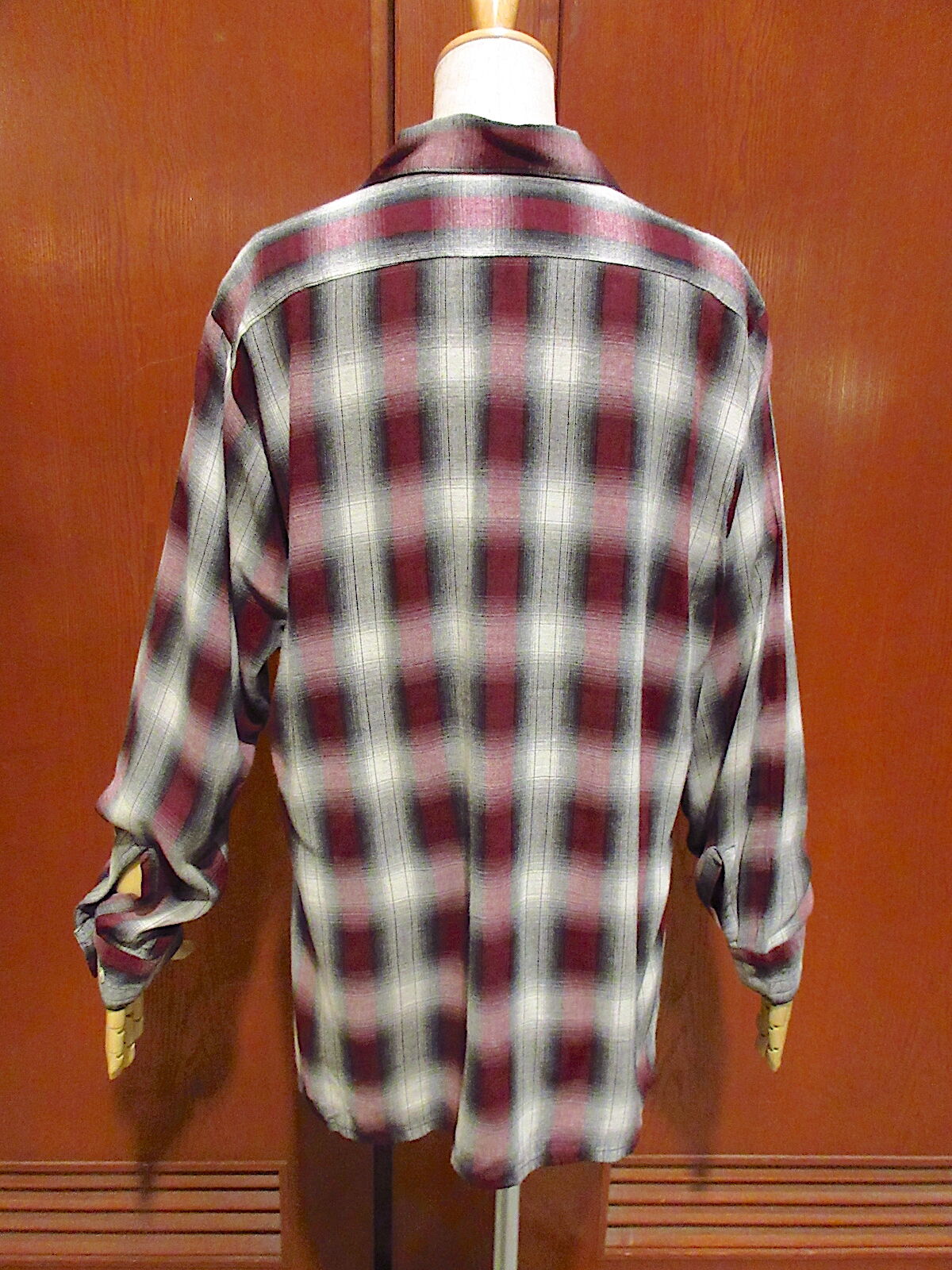 ビンテージ50's○ARROWシャドーチェックループカラーシャツsize M